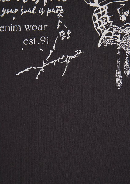 Baskılı Antrasit Tişört 1612978-86952