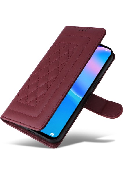 Huawei P Smart 2021 Için El Kayışı ve Kart Yuvalı Premium Deri Cüzdan Kılıf-Kırmızı (Yurt Dışından) fırsatları