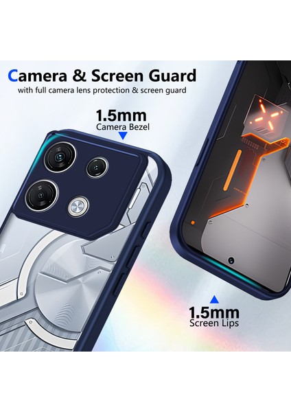 Infinix Gt 20 Pro,için Eabhulie Kılıf, Kamera Lens Korumalı Hibrit 2'si 1 Arada Şeffaf Kılıf-Blue (Yurt Dışından) modelleri