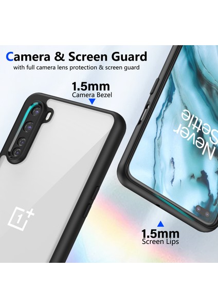Oneplus Nord,için Eabhulie Kılıf, Kamera Lens Korumalı Hibrit 2'si 1 Arada Şeffaf Kılıf-Siyah (Yurt Dışından) modelleri