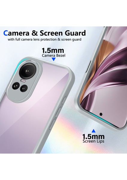 Oppo RENO10,IÇIN Eabhulie Kılıf, Kamera Lens Korumalı Hibrit 2'si 1 Arada Şeffaf Kılıf-Gri (Yurt Dışından) modelleri