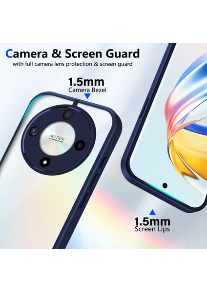 Honor X9B/MAGIC6 Lite,için Eabhulie Kılıf, Kamera Lens Korumalı Hibrit 2'si 1 Arada Şeffaf Kılıf-Blue (Yurt Dışından) modelleri