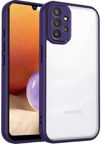 Samsung Galaxy A13 4g,için Eabhulie Kılıf, Kamera Lens Korumalı Hibrit 2'si 1 Arada Şeffaf Kılıf-Mor (Yurt Dışından)