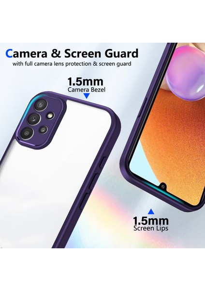 Samsung Galaxy A13 4g,için Eabhulie Kılıf, Kamera Lens Korumalı Hibrit 2'si 1 Arada Şeffaf Kılıf-Mor (Yurt Dışından) modelleri
