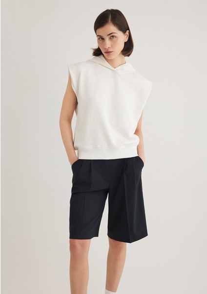 Kapüşonlu Kolsuz Ekru Sweatshirt 1S10311-70057