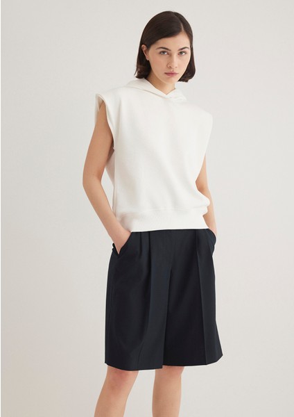Kapüşonlu Kolsuz Ekru Sweatshirt 1S10311-70057