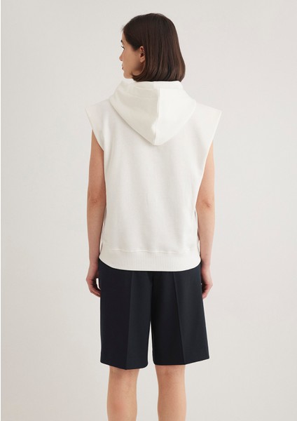Kapüşonlu Kolsuz Ekru Sweatshirt 1S10311-70057