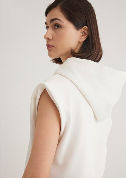 Kapüşonlu Kolsuz Ekru Sweatshirt 1S10311-70057