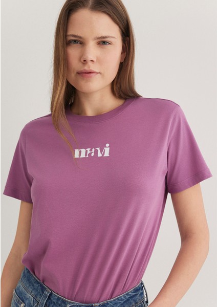 Mavi Baskılı Mor Tişört 1612241-70987