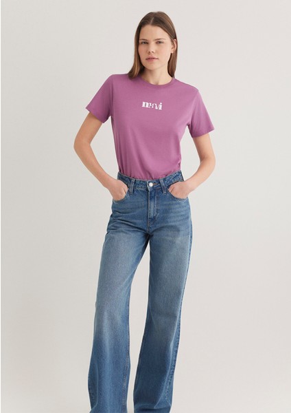 Mavi Baskılı Mor Tişört 1612241-70987