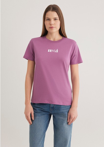 Mavi Baskılı Mor Tişört 1612241-70987