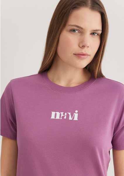 Mavi Baskılı Mor Tişört 1612241-70987