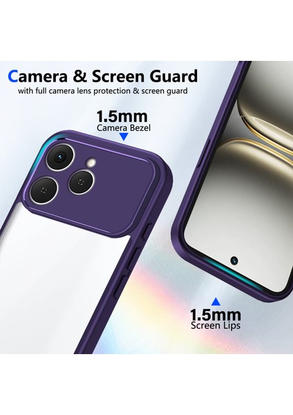Tecno Spark 40,için Eabhulie Kılıf, Kamera Lens Korumalı Hibrit 2'si 1 Arada Şeffaf Kılıf-Mor (Yurt Dışından) modelleri