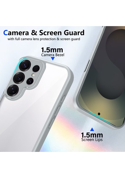 Samsung Galaxy S23 Ultra,için Eabhulie Kılıf, Kamera Lens Korumalı Hibrit 2'si 1 Arada Şeffaf Kılıf-Gri (Yurt Dışından) modelleri