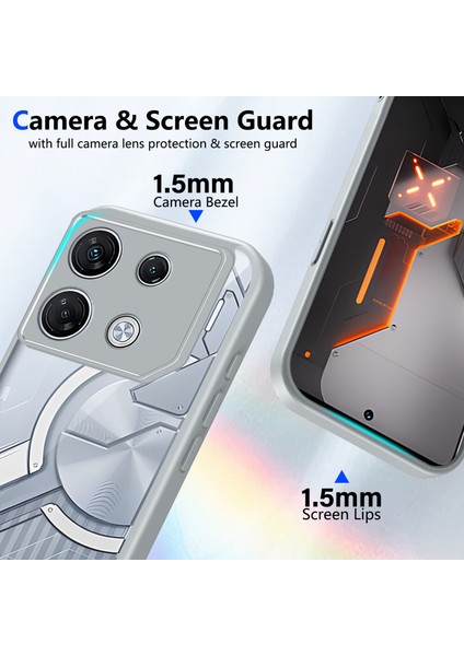 Infinix Gt 20 Pro,için Eabhulie Kılıf, Kamera Lens Korumalı Hibrit 2'si 1 Arada Şeffaf Kılıf-Gri (Yurt Dışından) modelleri
