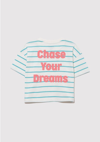 Baskılı Yeşil Çizgili Tişört 7610272-89543