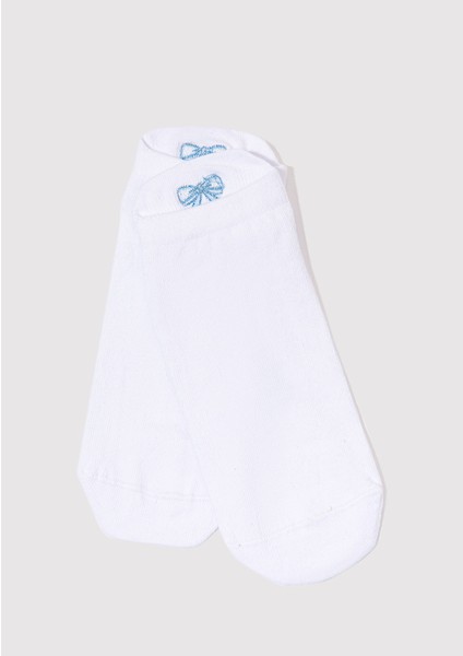 Kurdele Nakışlı Beyaz Patik Çorap 1913164-620