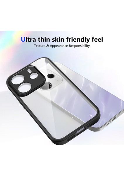 Xiaomi Redmi Note 14 4g,için Eabhulie Kılıf, Kamera Lens Korumalı Hibrit 2'si 1 Arada Şeffaf Kılıf-Siyah (Yurt Dışından) modelleri
