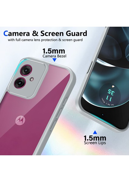 Motorola Moto G14,IÇIN Eabhulie Kılıf, Kamera Lens Korumalı Hibrit 2'si 1 Arada Şeffaf Kılıf-Gri (Yurt Dışından) modelleri