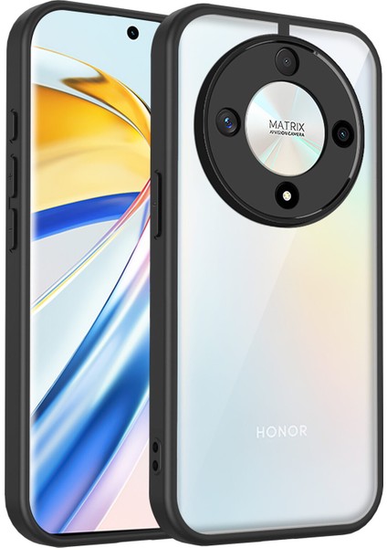 Honor X9B/MAGIC6 Lite,için Eabhulie Kılıf, Kamera Lens Korumalı Hibrit 2'si 1 Arada Şeffaf Kılıf-Siyah (Yurt Dışından)