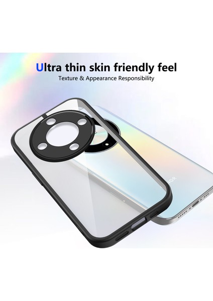 Honor X9B/MAGIC6 Lite,için Eabhulie Kılıf, Kamera Lens Korumalı Hibrit 2'si 1 Arada Şeffaf Kılıf-Siyah (Yurt Dışından) modelleri