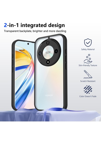 Honor X9B/MAGIC6 Lite,için Eabhulie Kılıf, Kamera Lens Korumalı Hibrit 2'si 1 Arada Şeffaf Kılıf-Siyah (Yurt Dışından) indirimleri