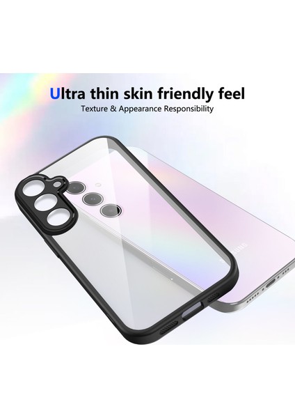 Samsung Galaxy S25 Fe,için Eabhulie Kılıf, Kamera Lens Korumalı Hibrit 2'si 1 Arada Şeffaf Kılıf-Siyah (Yurt Dışından) modelleri