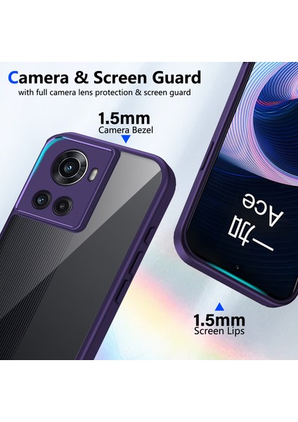 Oneplus 10R,IÇIN Eabhulie Kılıf, Kamera Lens Korumalı Hibrit 2'si 1 Arada Şeffaf Kılıf-Mor (Yurt Dışından) modelleri