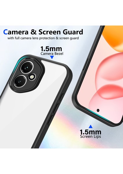 Honor 400,IÇIN Eabhulie Kılıf, Kamera Lens Korumalı Hibrit 2'si 1 Arada Şeffaf Kılıf-Siyah (Yurt Dışından) modelleri