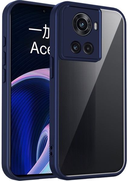 Oneplus 10R,IÇIN Eabhulie Kılıf, Kamera Lens Korumalı Hibrit 2'si 1 Arada Şeffaf Kılıf-Blue (Yurt Dışından)