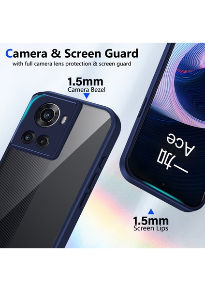 Oneplus 10R,IÇIN Eabhulie Kılıf, Kamera Lens Korumalı Hibrit 2'si 1 Arada Şeffaf Kılıf-Blue (Yurt Dışından) modelleri