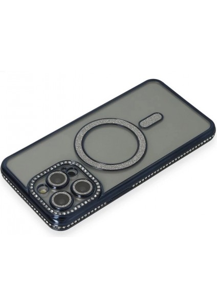 iPhone 14 Pro Max Kılıf Joke Simli Magneticsafe Kılıf - Lacivert fiyatları