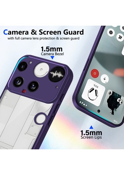 Nothing Phone 3,için Eabhulie Kılıf, Kamera Lens Korumalı Hibrit 2'si 1 Arada Şeffaf Kılıf-Mor (Yurt Dışından) modelleri