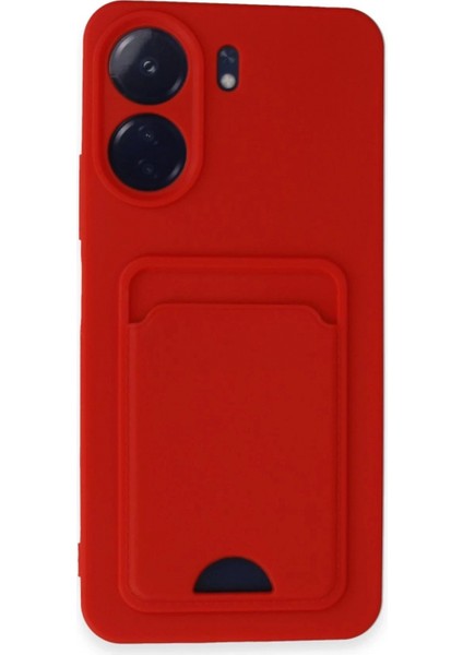 Xiaomi Redmi 13C Kılıf Kelvin Kartvizitli Silikon - Kırmızı