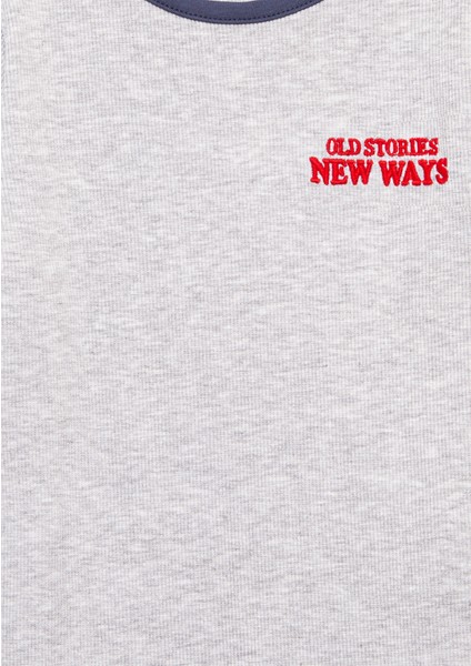 Nakış Detaylı Gri Tişört 7610267-88467