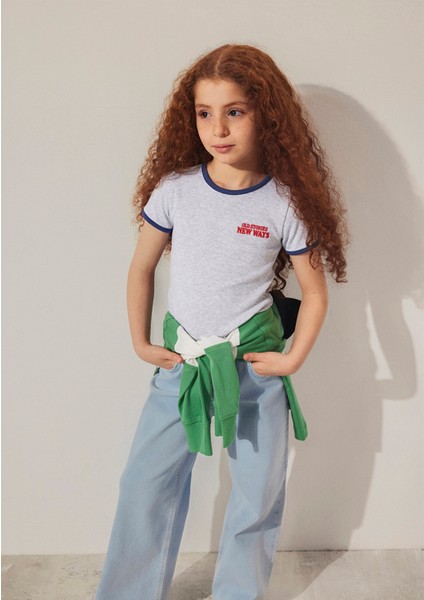 Nakış Detaylı Gri Tişört 7610267-88467