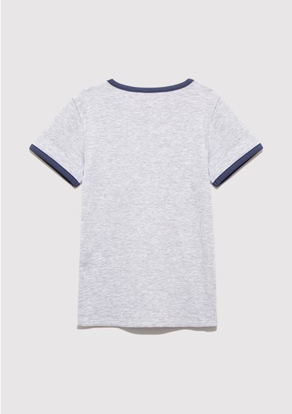 Nakış Detaylı Gri Tişört 7610267-88467