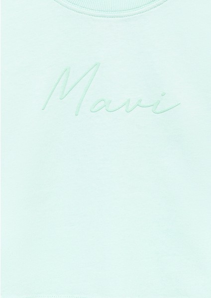 Mavi Logo Baskılı Yeşil Crop Tişört 7610181-71676