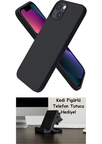 iPhone Serisi Iphone Lansman Kılıf Ince Sıvı Silikon 3 Katmanlı Tam Kaplamalı Yumuşak Jel Kauçuk Telefon Kılıfı (Siyah, iPhone 13/14)