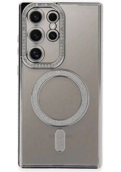 Samsung Galaxy S24 Ultra Kılıf Joke Simli Magneticsafe Kılıf - Gümüş fiyatları