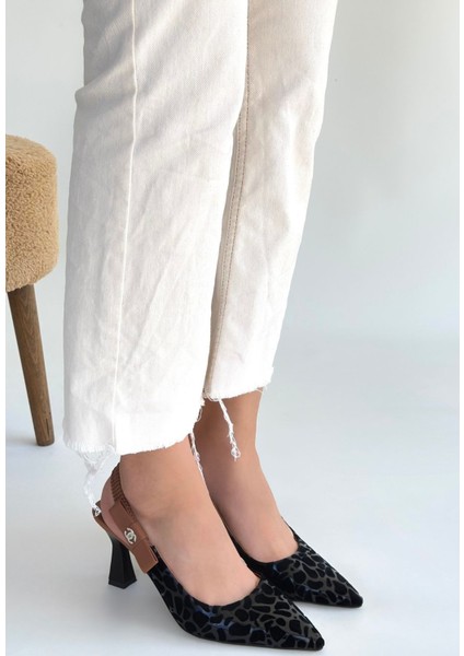 Toran Siyah Rugan Siyah Süet Detaylı Topuklu Ayakkabı - Lisinya fiyatları
