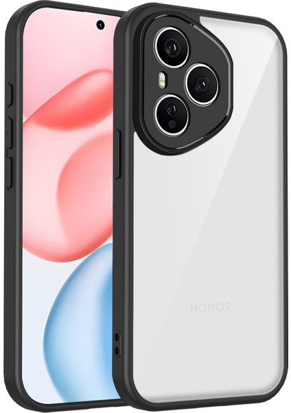 Honor 400 Pro,için Eabhulie Kılıf, Kamera Lens Korumalı Hibrit 2'si 1 Arada Şeffaf Kılıf-Siyah (Yurt Dışından)