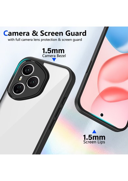 Honor 400 Pro,için Eabhulie Kılıf, Kamera Lens Korumalı Hibrit 2'si 1 Arada Şeffaf Kılıf-Siyah (Yurt Dışından) modelleri