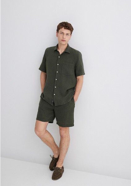 Yeşil Keten Şort 0410103-71587