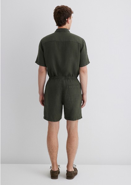 Yeşil Keten Şort 0410103-71587