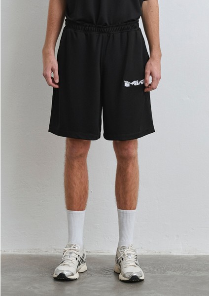 MV91 Logo Baskılı Siyah Forma Şort 0410245-900