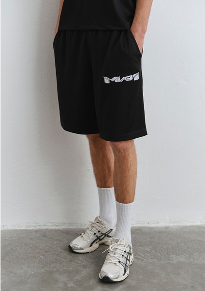 MV91 Logo Baskılı Siyah Forma Şort 0410245-900