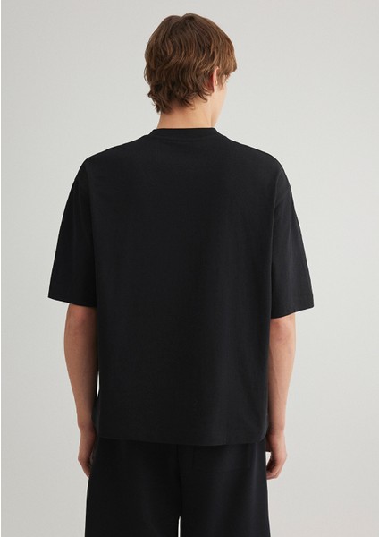 MV91 Nakış Detaylı Siyah Tişört 0612576-900