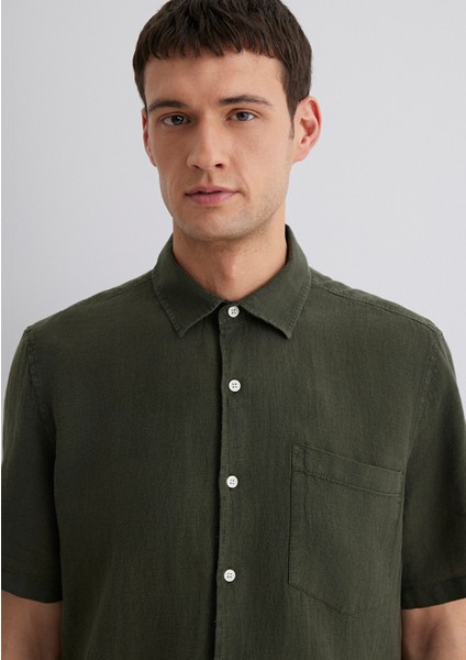 Yeşil Keten Gömlek 0211473-71587