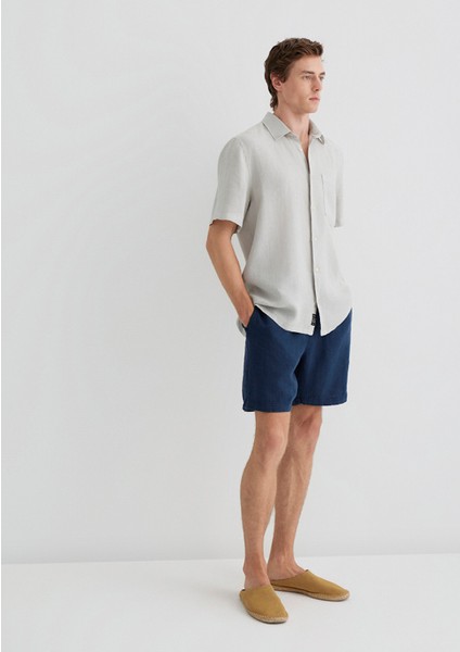 Lacivert Keten Şort 0410103-82183